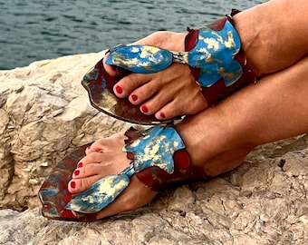 Handmade Greek Leather Sandals with Shells: Unique Summer Design