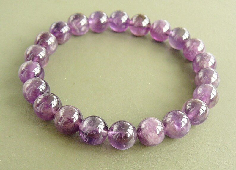 Piedras Preciosas Naturales para hombres con cuentas pulsera amatista febrero granos de piedra 6mm