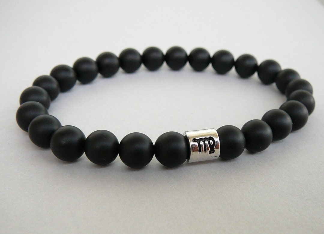 Virgo Bracelet Black Onyx Bracelets Zodiac Sign Bracelet for Men Gift