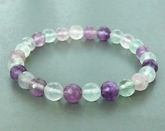 Fluorite bracelet Natural Fluorite Bracelet Meditation Yoga bracelet  Gemstone bracelet Yoga gift Wrist Mala bracelet  Genuine fluorite