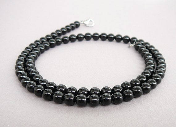 mens black bead necklace