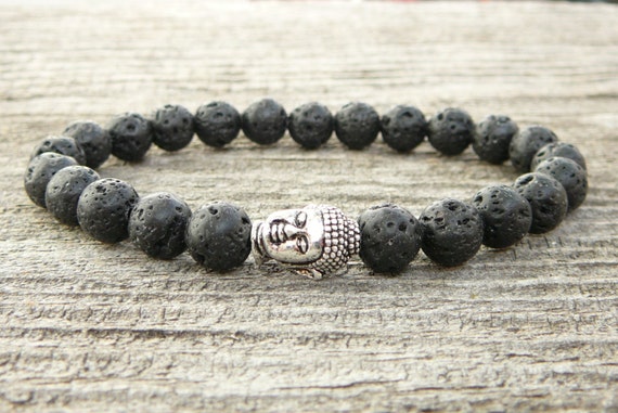 Mens black lava rock bracelet clearance