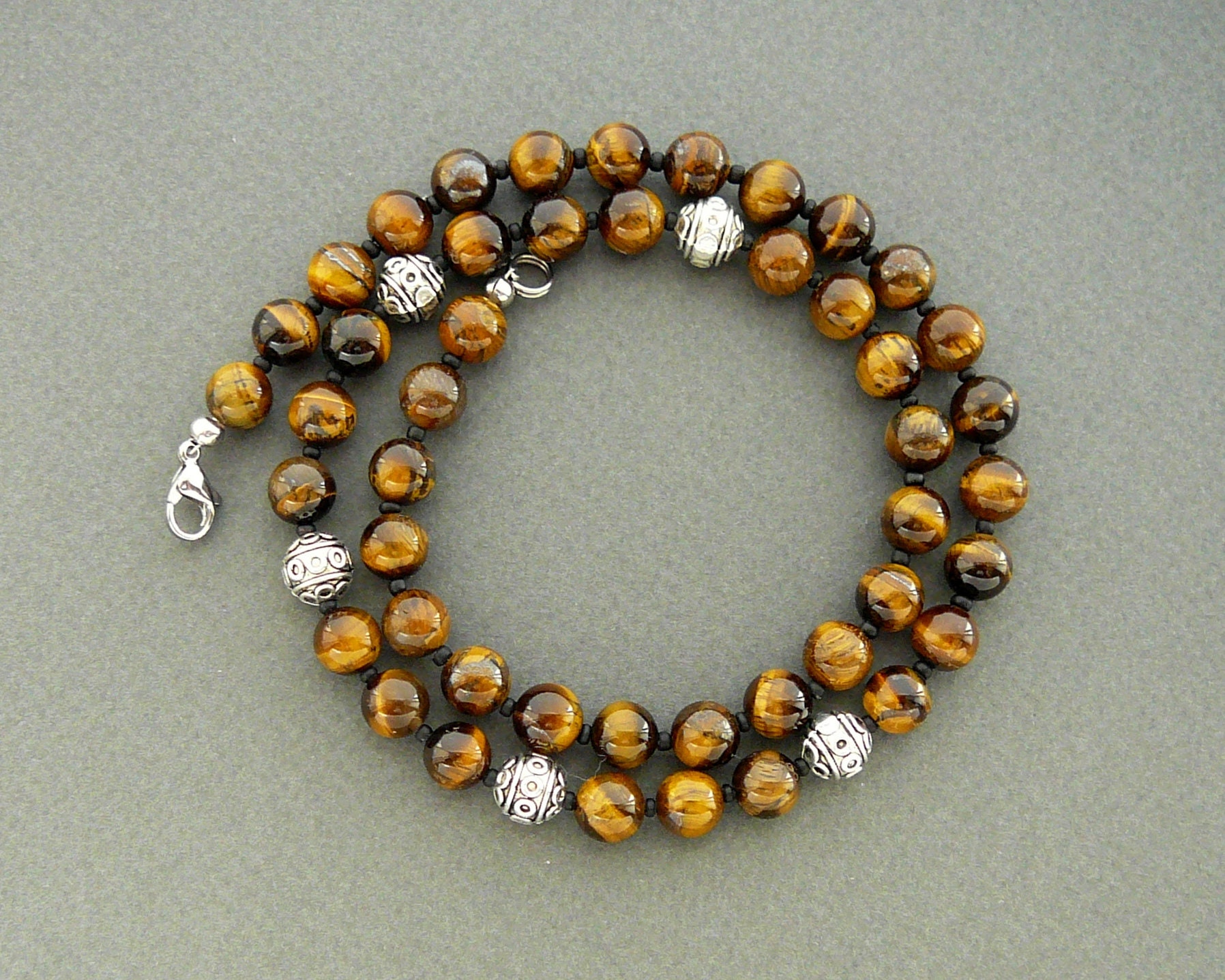 Tigers Eye Necklace Mens 8mm Tiger Eye Bead Choker Gift for Etsy