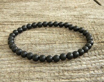 Bracelet Noir Onyx pour femmes ou hommes bracelets noirs Perlé gemstone Stretch Bracelet Mala Bracelet Yoga Bijoux Bracelet perlé noir