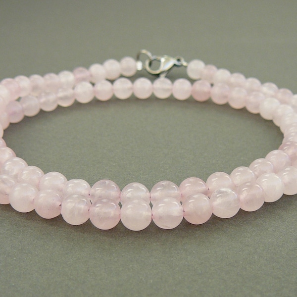 Rose quartz bead necklace 6mm natural rose quartz choker heart chakra healing necklace for women beaded necklaces pale pink quartz jewelry