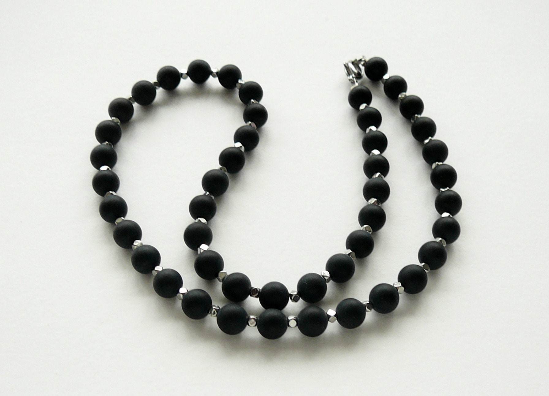 Black Necklace for Men Matte Black Onyx Necklaces Gift for Etsy