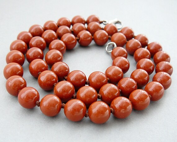 Red Jasper Necklace 8mm Natural Stone Necklace Genuine Jasper Bead