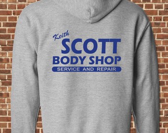 KEITH SCOTT Body Shop mens Hooded Sweatshirt all sizes sport grey funny one tree hill car mechanic vintage hoodie UG644