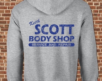 KEITH SCOTT Body Shop Mens Hooded Sweatshirt -all sizes - sport grey funny one tree hill car mechanic vintage hoodie UG644D