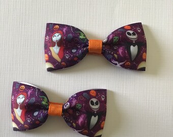 Jack and Sally Nightmare Before Christmas Hair Bow Pair