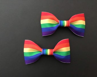 Rainbow Hair Bow Pair