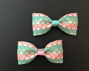 Mermaid Scale Hair Bow Pair