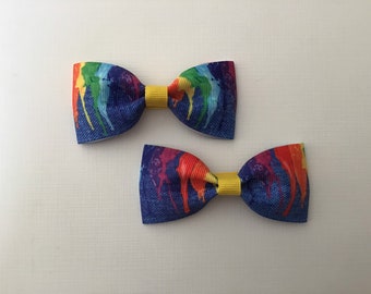 Paint the Rainbow Hair Bow Pair