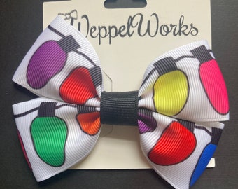 Christmas Lights Double Loop Hair Bow