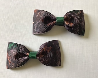Forest Camouflage Hair Bow Pair