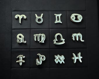 Sterling Silver Zodiac Charm, Constellation Symbol Bead