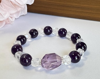 Bracelet en améthyste, quartz clair, amulette de paix et de clarté spirituelles, bijoux en pierres précieuses