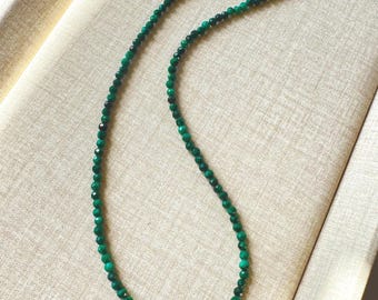 Malachite Faceted Choker| Tiny Green Gemstone Necklace for Protection, Growth and Abundance