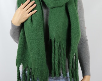 Long Cozy Chunky Knit Blanket Shawl Wrap Scarf Green