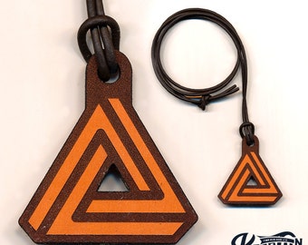 Laser Cut Leather Necklace and Keychain - Triangle