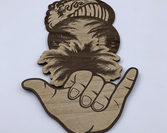 Beach Vibes Coasters / Laser Cut / Drink coasetrs / Set of 4