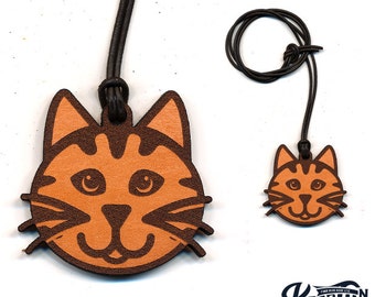 Laser Cut Leather Necklace and Keychain Kitty Cat