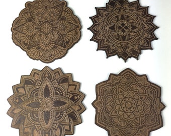 Mandala Coasters / Laser Cut / Drink coasetrs / Set of 4