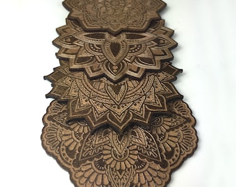Mandala Coasters / Laser Cut / Drink coasetrs / Set of 4