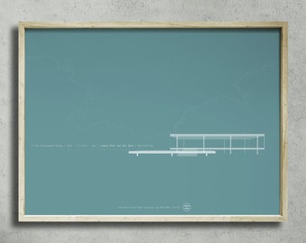 Farnsworth house. Mies van der Rohe. Architecture sheets  XX century. 27,5 in x 19,6 in