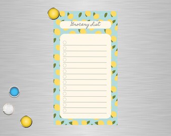 Printable Grocery List, Printable Shopping List, Lemon Shopping List Template, Kitchen Lemon Designs