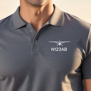 Custom N Number Polo Shirt | Gift for Pilot | Airplane Owner Shirt | Aviation Gift | Personalized Aviation Polo
