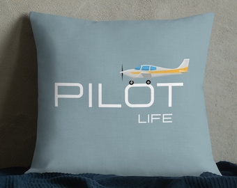 Pilot Life Lounge Decor Premium Pillow | Hangar Decor | Airplane Throw Pillows | Airplane | Flying | Pilot | Aviation Premium Pillow