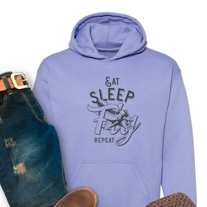 Eat Sleep Fly Repeat Hoodie | Graphic Aviation Shirt | Airplane Sweatshirt | Gift for Pilot | Flying Shirt | Aviation Enthusiast Gift