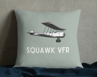 Squawk VFR Pilot Lounge Decor | Aviation Premium Pillow | Hangar | Airplane Throw Pillows