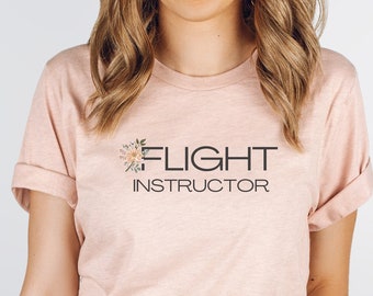 Floral Flight Instructor Shirt | Female Pilot Shirt | Gift for Pilot | CFI Gift | Aviation Shirt | Airplane Shirt | Commercial Pilot