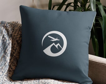 Mountain Flying Premium Pillow | Pilot Lounge Decor | Airplane Throw Pillow | Gift for Pilot | Hangar Decor
