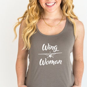 Wing Woman Racerback Tank | Pilot Bridesmaid Shirt | Airplane Wedding | Aviation Wedding Shirts | Group Shirts for Pilot Bride