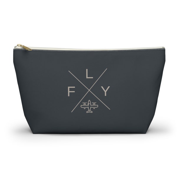 Fly Accessory Pouch | Pilot Gift | Airplane Cosmetics Bag | Aviation Travel Kit | Aviation Wedding Gift | Commercial Pilot | Hangar Gift