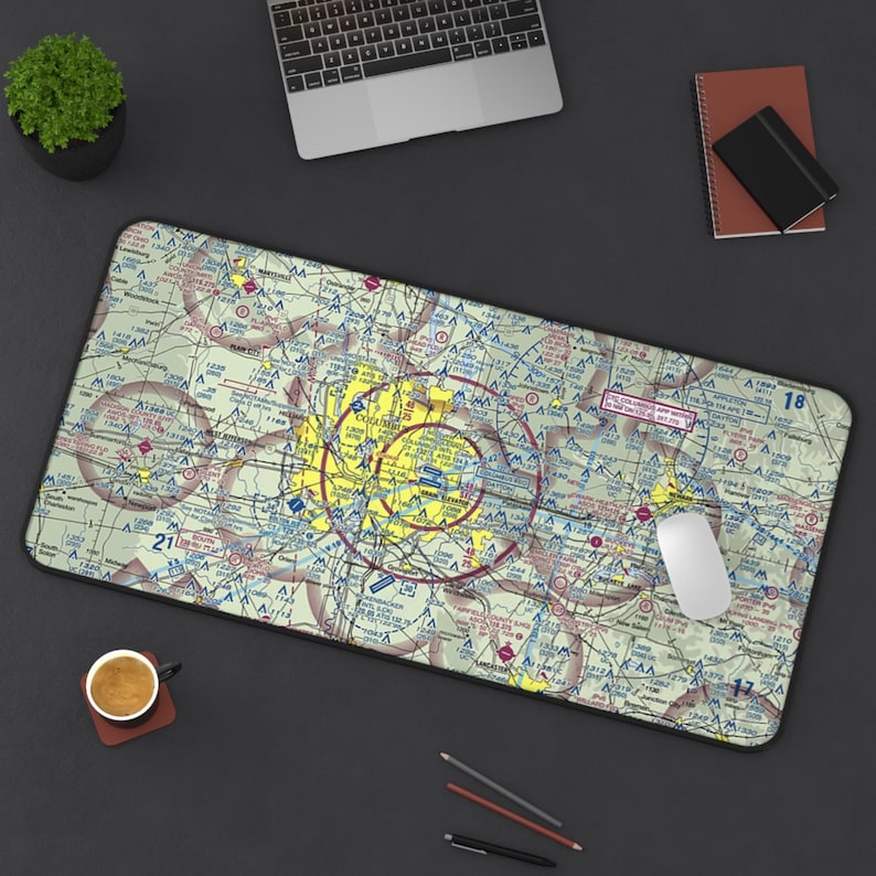 Custom Aviation Sectional Simulator Desk Mat | Personalized Gift for Pilot | Your Airport Office Desk | Hangar Decor | Aviation Mouse Pad image 6