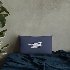 Seaplane Premium Throw Pillow | Floatplane Pilot Gift | Airplane Decor | Hangar Decor | Aviation Housewarming |