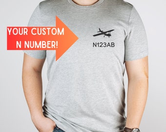 Custom N Number Shirt | Graphic Aviation Shirt | Airplane Tee | Gift for Pilot | Flying Shirt | Aviation Enthusiast Gift | Airplane Gift