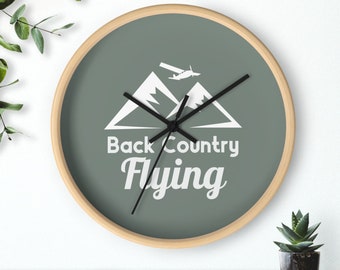 Back Country Flying Wall Clock | Airplane Hangar Decor | Aviation Wall Clock | Airplane Themed Office Decor | Flight School