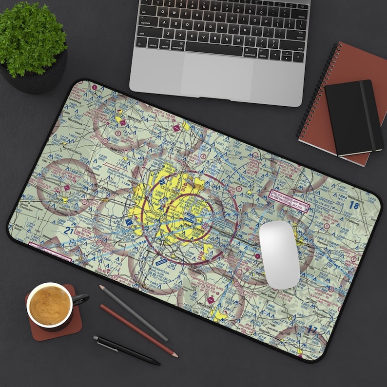 Custom Aviation Sectional Simulator Desk Mat | Personalized Gift for Pilot | Your Airport Office Desk | Hangar Decor | Aviation Mouse Pad image 7