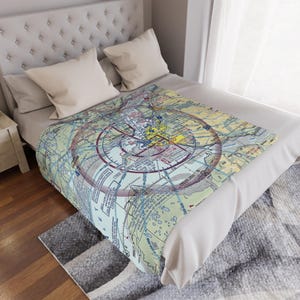 Anchorage, AK (PANC) VFR Sectional Blanket | Gift for Pilot | Aeronautical Chart Gift | Aviation Throw Blanket | Pilot Lounge Decor