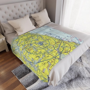 Chicago, IL (KORD) VFR Schnittdecke | Geschenk für Pilot | Flugkarte Geschenk |  Luftfahrt Decke | Hangar Housewarming Geschenk