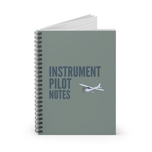 Cuaderno espiral para piloto de instrumentos / Regalo para piloto / Diario de avión / Notas de piloto / Regalo de aviación / Entrenamiento de vuelo / Equipo para piloto estudiante