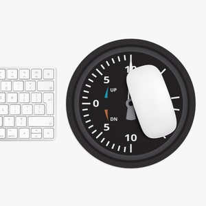 Vertical Speed Indicator Mouse Pad | Pilot's 6 Pack Instruments Desk Decor | Gift for Pilot | Aviation Flight School Decor