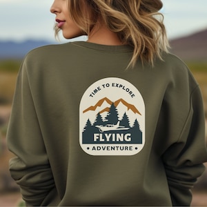 Vintage Flying Adventure Sweatshirt | Pilot Sweatshirt | Airplane Apparel | Gift for Pilot | Retro Aviation Shirt | Aviation Enthusiast