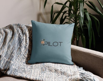 Floral Pilot Premium Pillow | Gift for Pilot | Hangar Decor | Pilot Lounge Decor | Airplane Throw Pillows | Aviation Gift