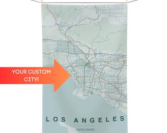 Paño de cocina con mapa de terreno personalizado / Toalla de cocina personalizada / Decoración con mapa de ciudades del mundo / Regalo de inauguración de casa / Decoración de cocina moderna